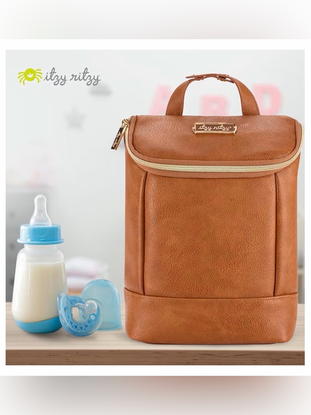 Itzy Ritzy Insulated Bottle Bag, Holds 3 Baby Milk Bottles (Cognac) - Picture 5 of 5